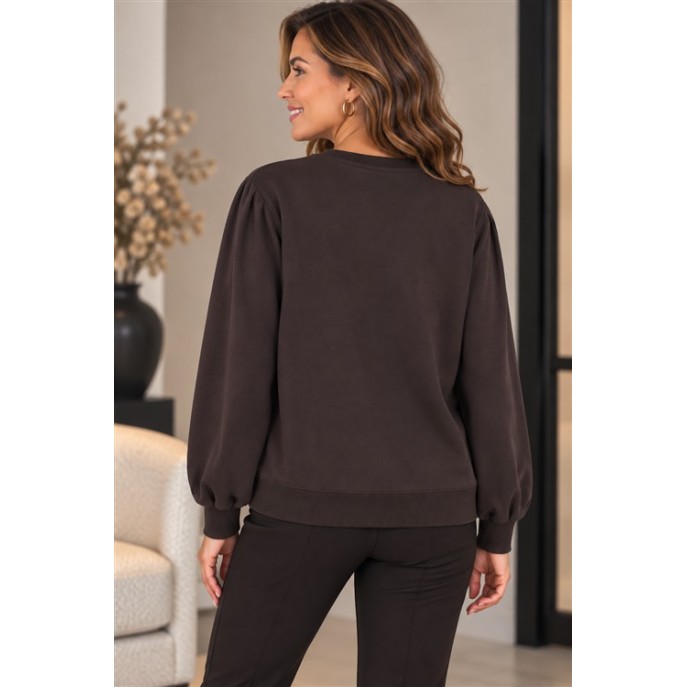 Lady Day Sweater tekst Mon Amie - Donker bruin Lady Day Sweater tekst Mon Amie - Donker bruin